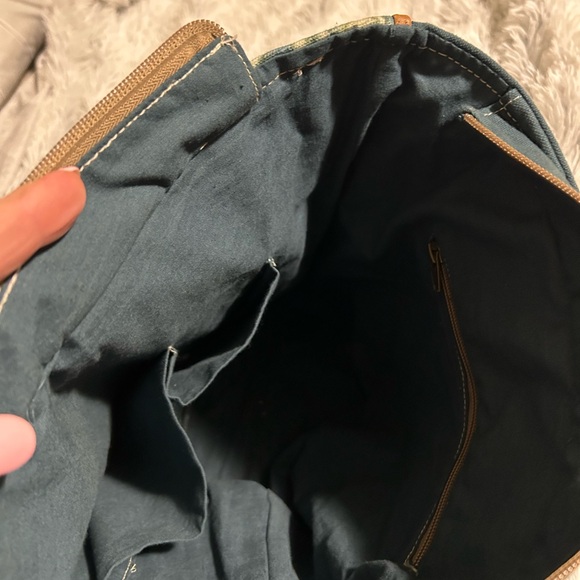 Tribal Fringe Tote Bag - Blue and Brown - Picture 5 of 5